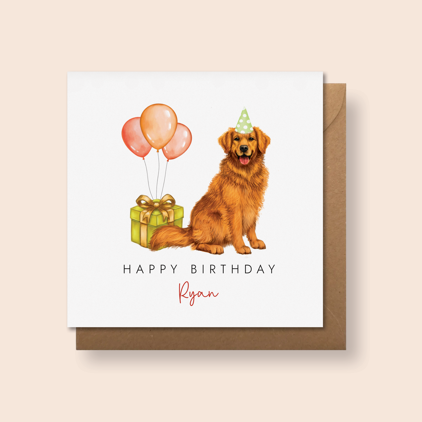 Personalised Golden Retriever Birthday Card