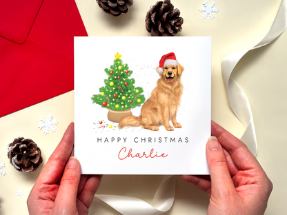 Personalised Golden Retriever Christmas Card