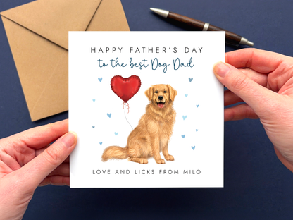Personalised Golden Retriever Father's Day Card for Dog Dad