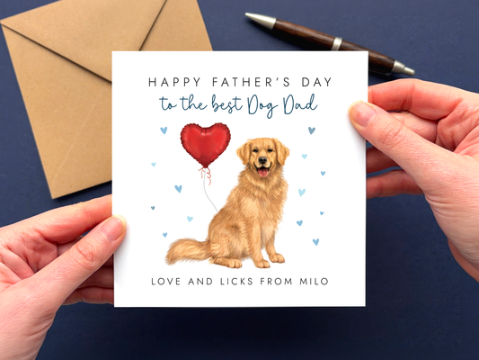 Personalised Golden Retriever Father's Day Card for Dog Dad