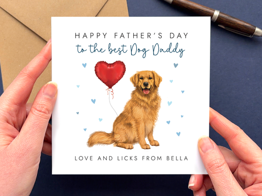 Personalised Golden Retriever Father's Day Card for Dog Daddy
