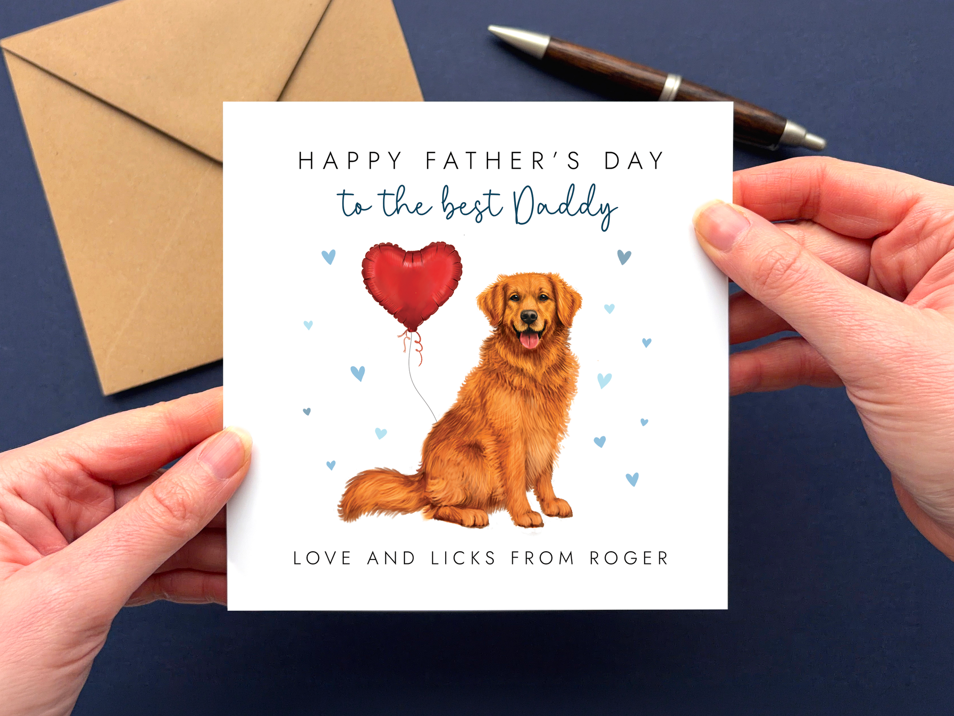 Personalised Golden Retriever Father's Day Card for Daddy