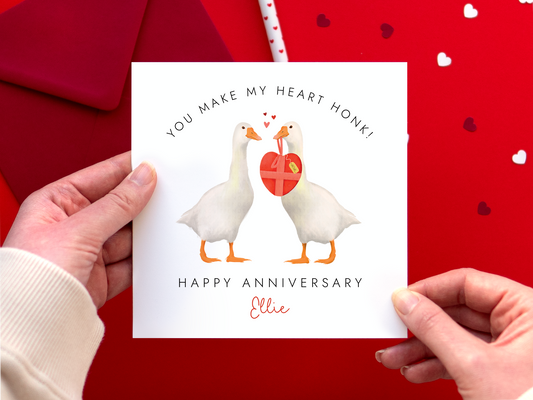 Personalised Goose Anniversary Card