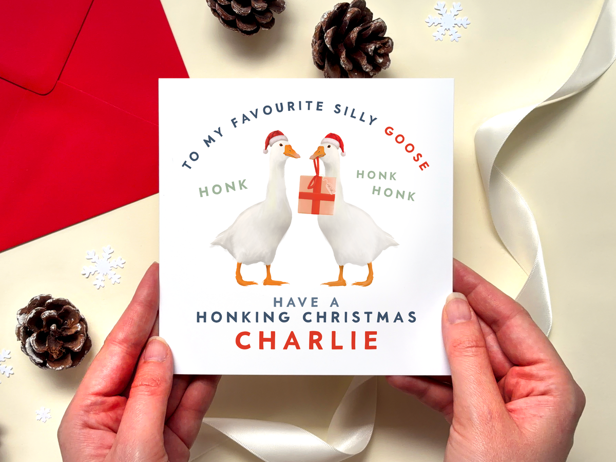 Personalised Goose Christmas Card