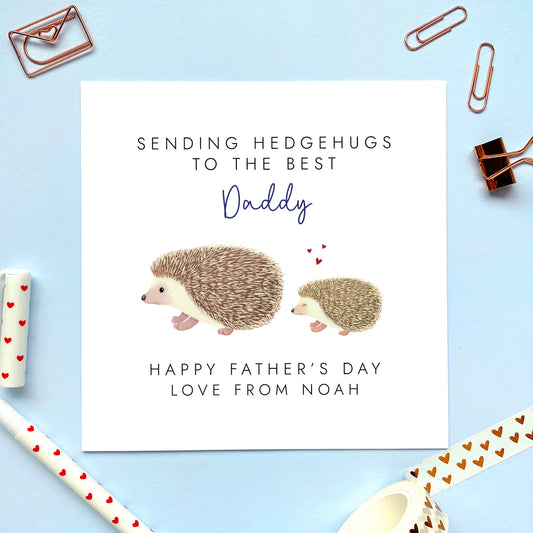 Personalised Hedgehogs Fathers Day Card for Daddy