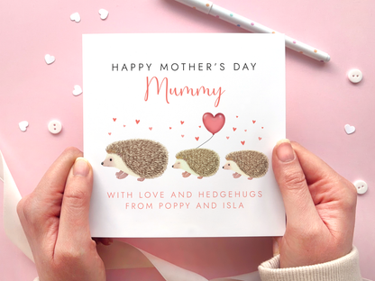 Personalised Hedgehogs Mother's Day Card for Nanny