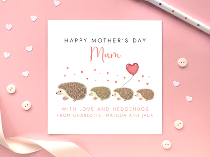 Personalised Hedgehogs Mother's Day Card for Nanny