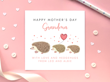 Personalised Hedgehogs Mother's Day Card for Nanny