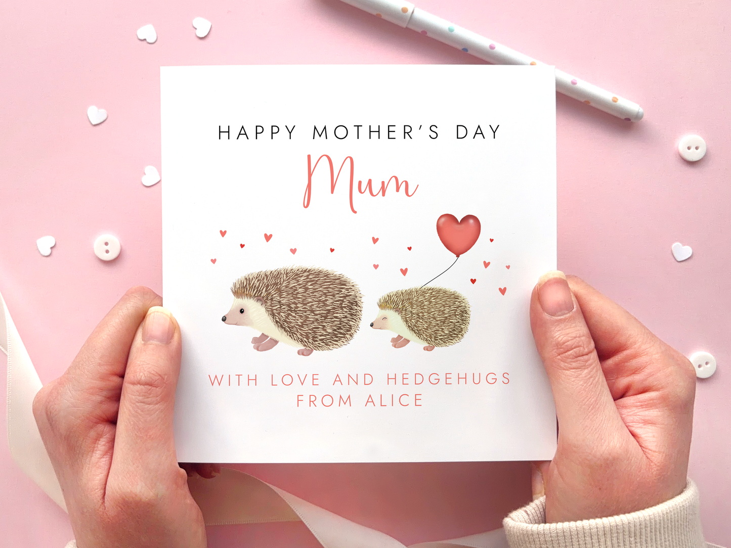 Personalised Hedgehogs Mother's Day Card for Nanny