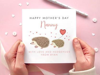 Personalised Hedgehogs Mother's Day Card for Nanny