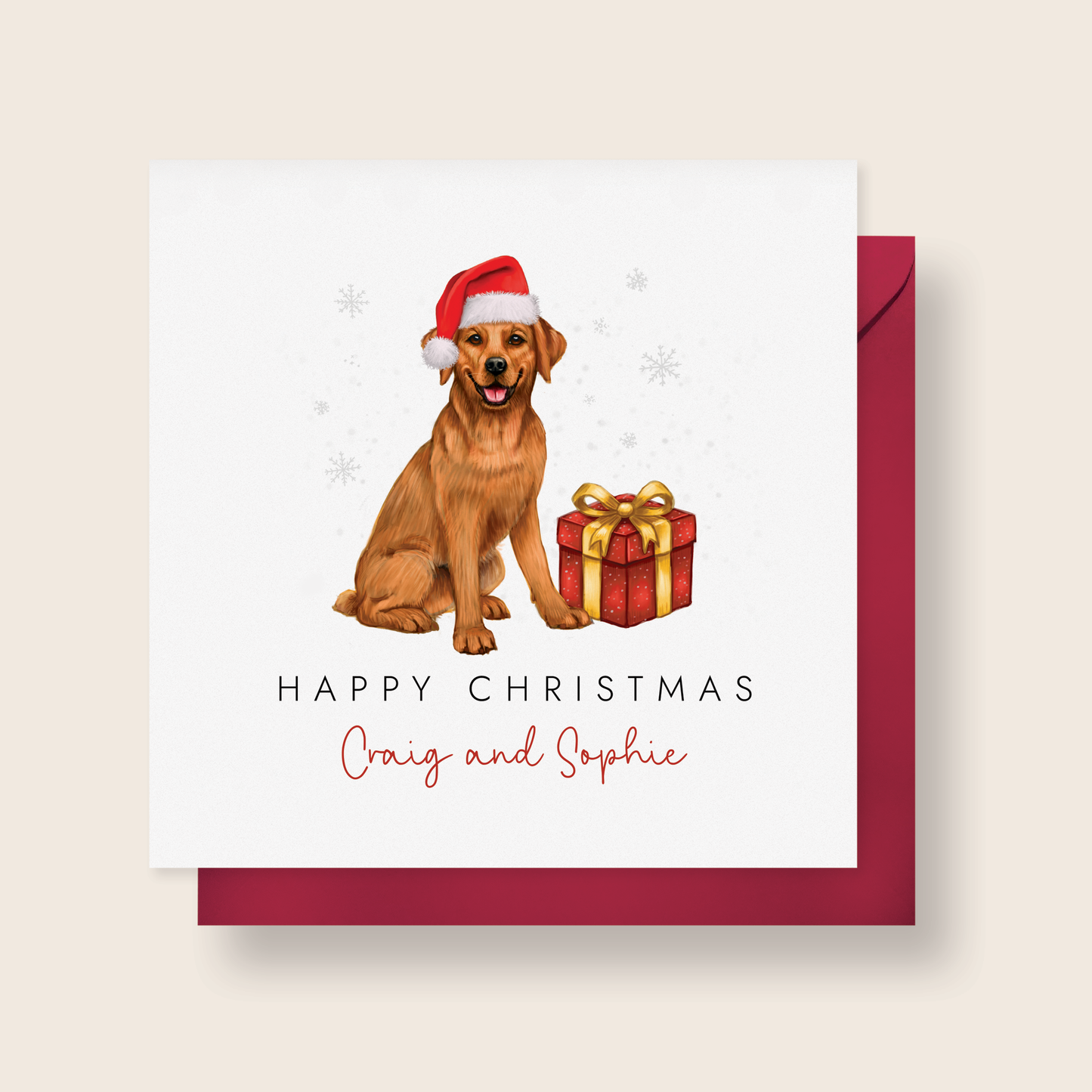 Personalised Fox Red Labrador Christmas Card