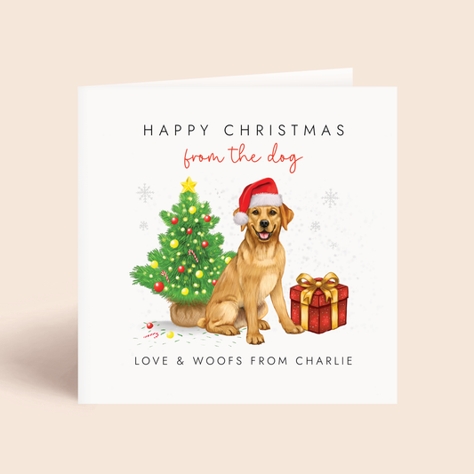 Personalised From The Dog Christmas Card - Golden Labrador