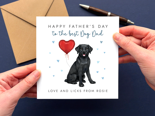 Personalised Black Labrador Father's Day Card for Dog Dad