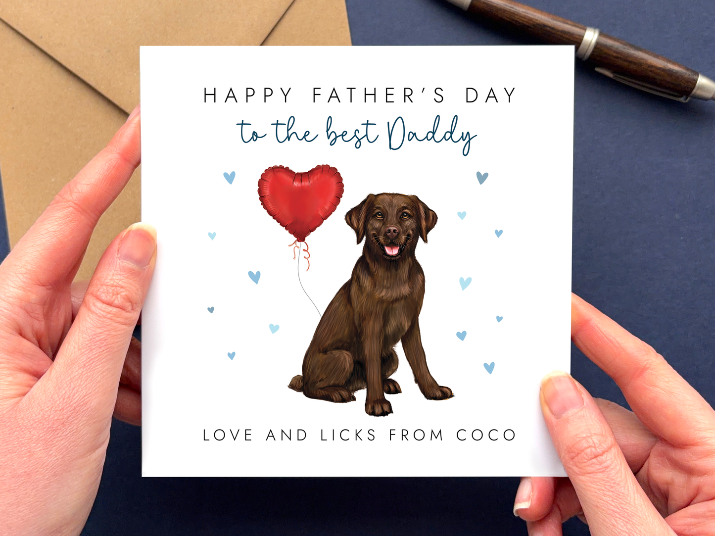 Personalised Chocolate Brown Labrador Father's Day Card for Dog Dad