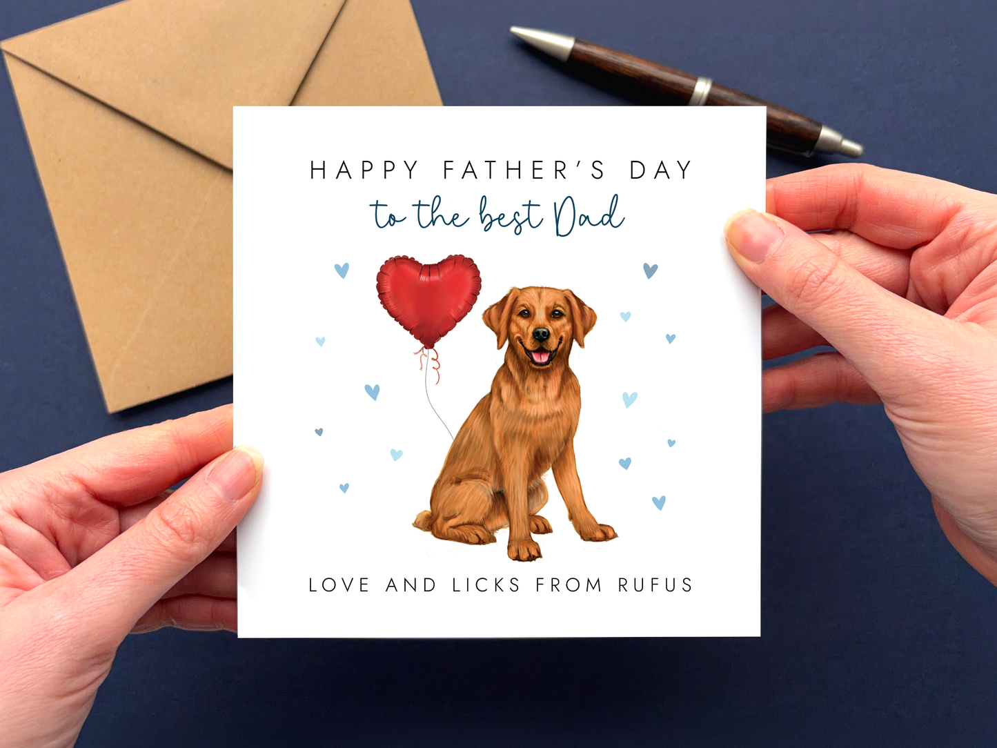 Personalised Fox Red Labrador Father's Day Card for Dad
