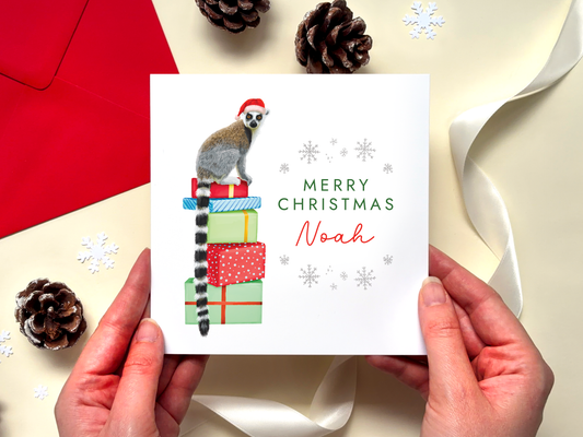 Personalised Lemur Christmas Card