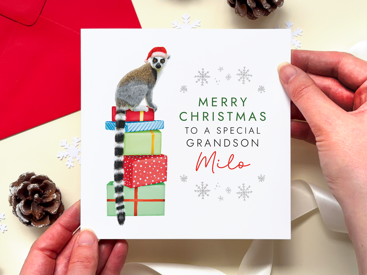 Personalised Lemur Christmas Card