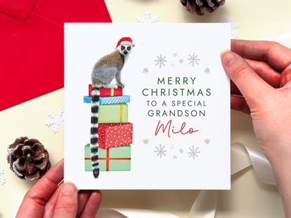 Personalised Lemur Christmas Card