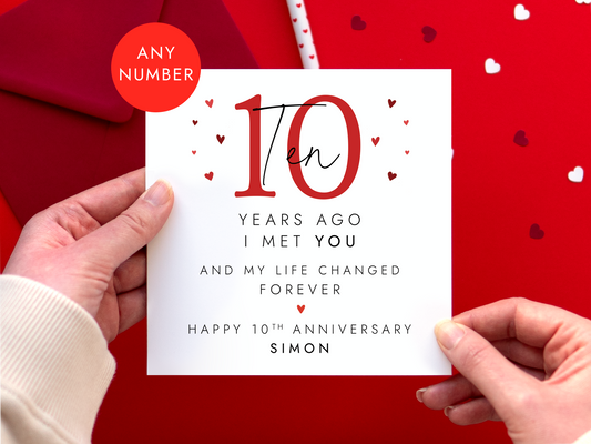 Personalised Anniversary Card for Partner - Any Year