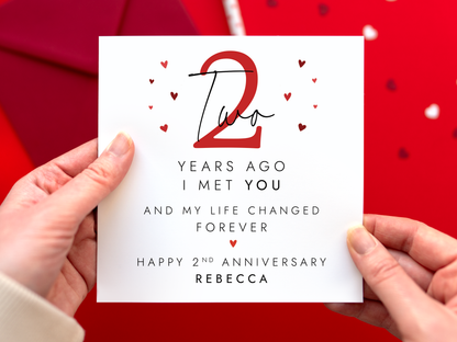 Personalised Anniversary Card for Partner - Any Year