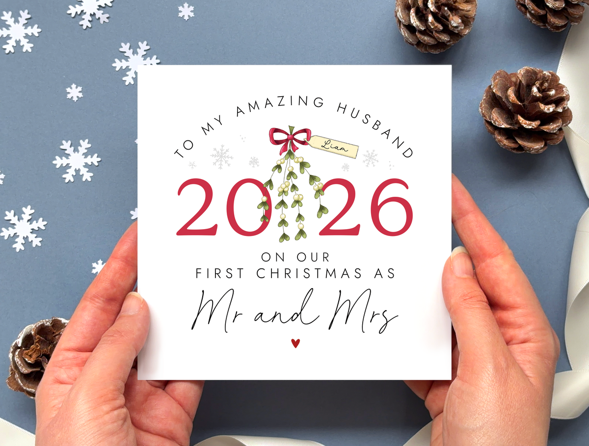Personalised 1st Christmas Married Card for Husband or Wife