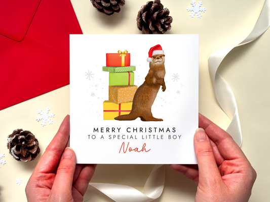 Personalised Otter Christmas Card