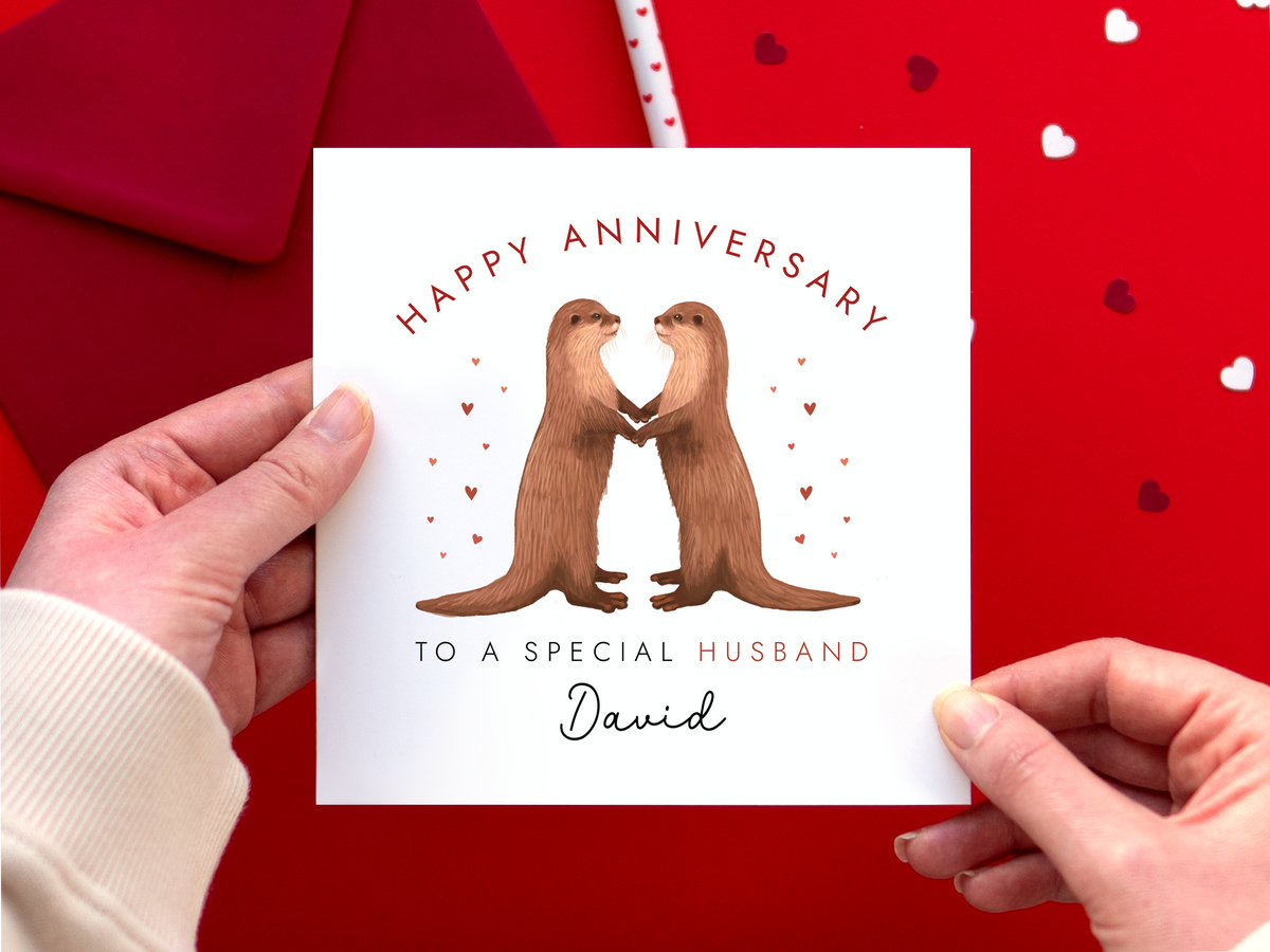 Personalised Otters Anniversary Card for Partner