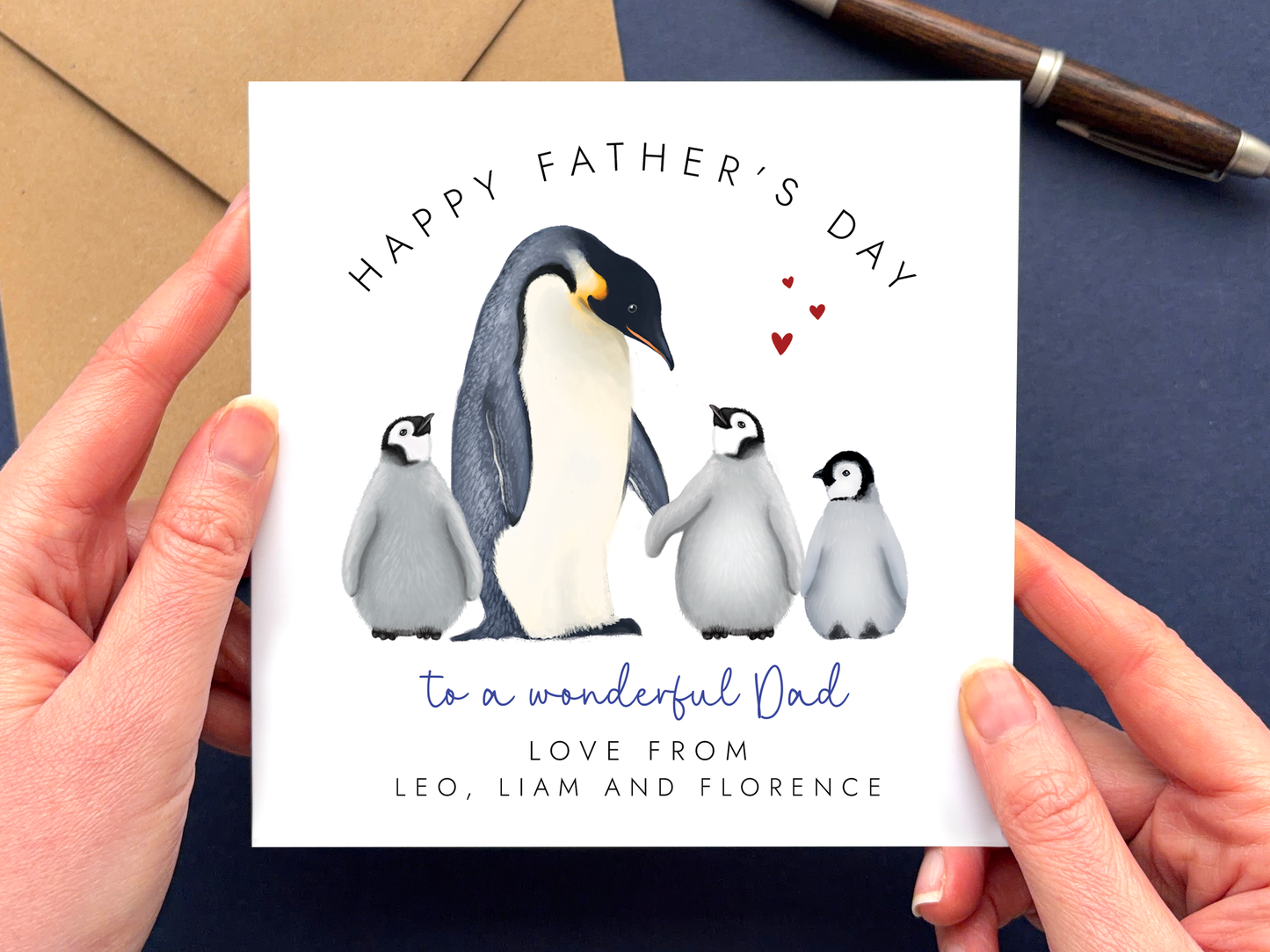 Personalised Penguins Father's Day Card for Daddy