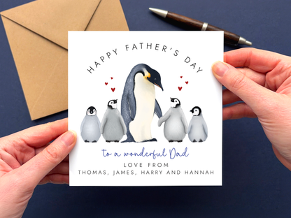 Personalised Penguins Father's Day Card for Daddy