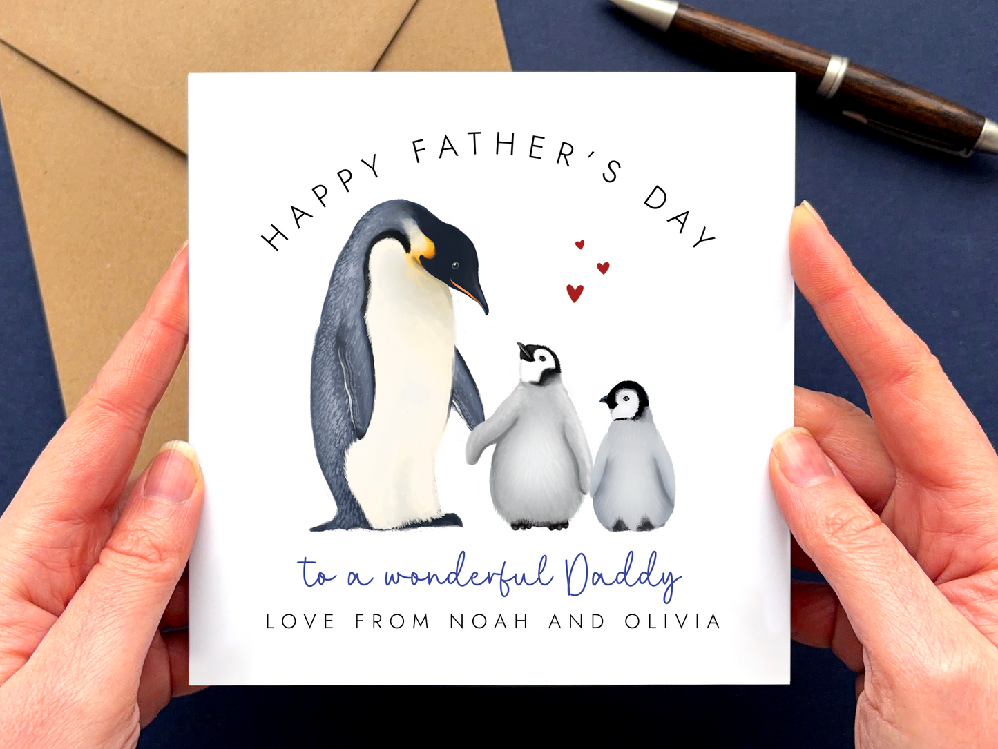 Personalised Penguins Father's Day Card for Daddy