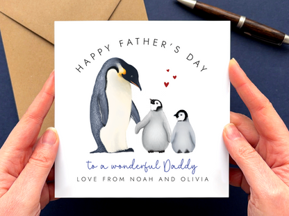 Personalised Penguins Father's Day Card for Daddy