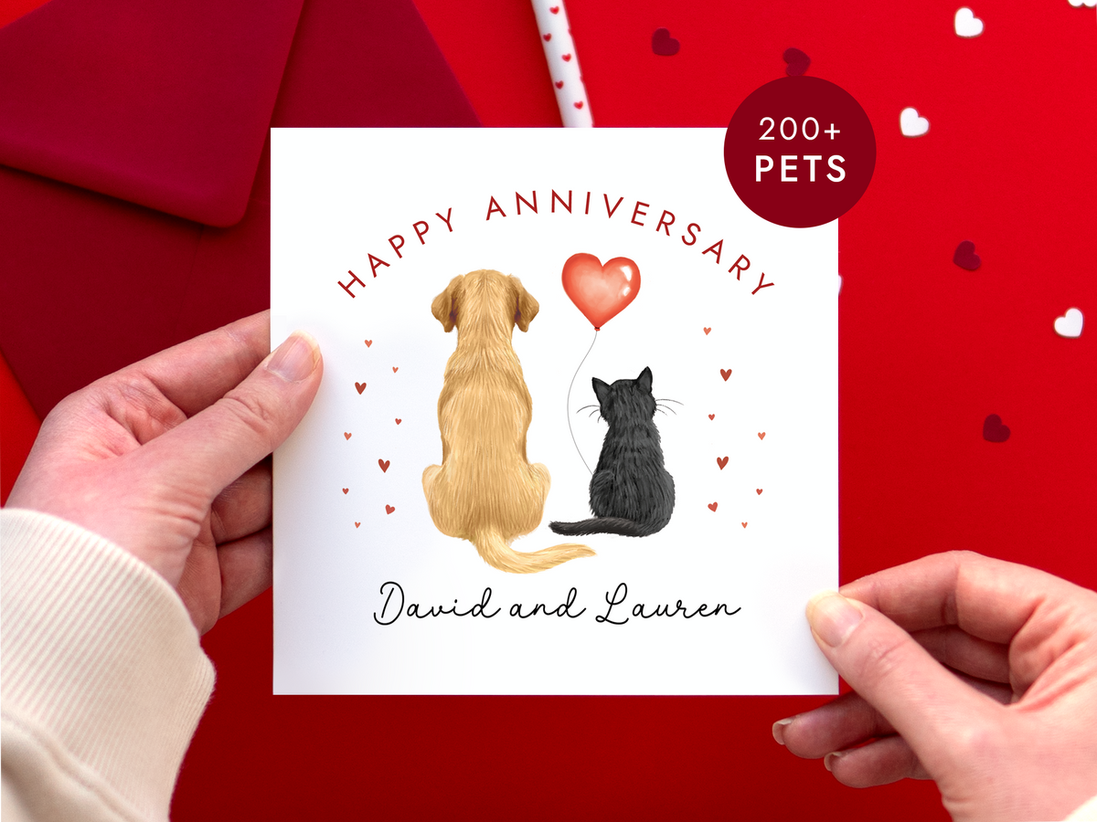 Personalised Cat and Dog Anniversary Card