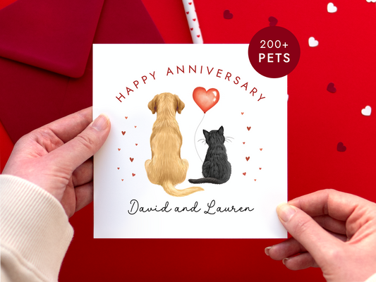 Personalised Cat and Dog Anniversary Card