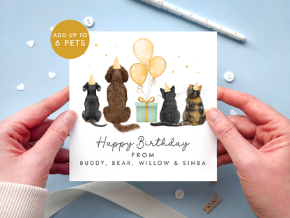 Personalised Cat and Dog Birthday Card from Pets