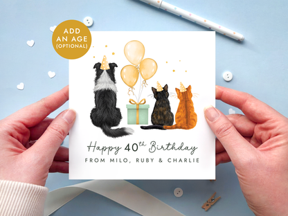 Personalised Cat and Dog Birthday Card from Pets