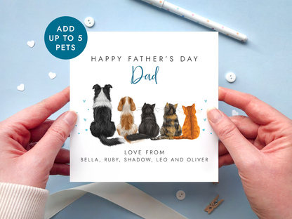 Personalised Any Breed Pets Father's Day Card - Father's Day Card from Cat s and Dogs
