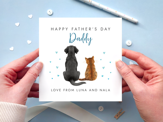Personalised Any Breed Pets Father's Day Card - Father's Day Card from Cat and Dog