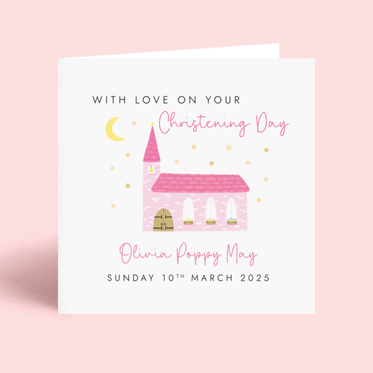 Personalised Church Christening Card for Girl