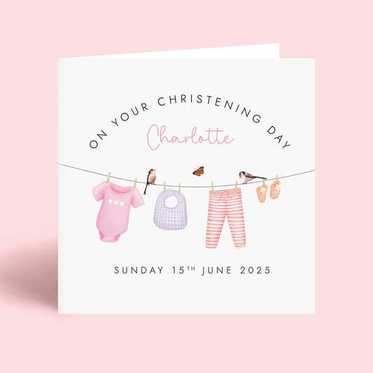 Personalised Christening Card for Girl