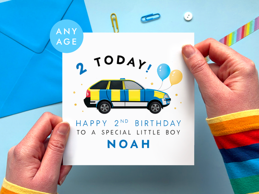 Personalised Police Car Birthday Card