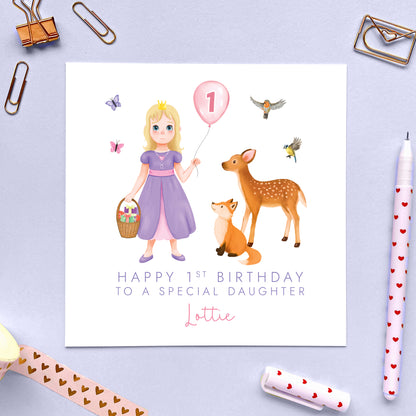 Personalised Princess 1st Birthday Card