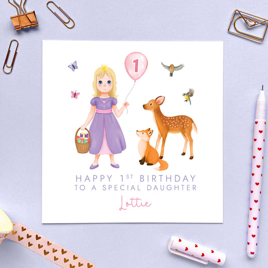 Personalised Princess 1st Birthday Card