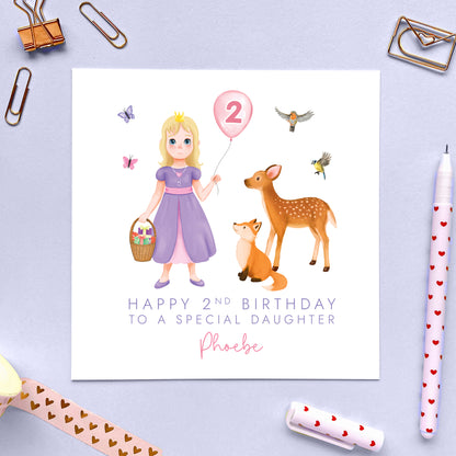 Personalised Princess 2nd Birthday Card