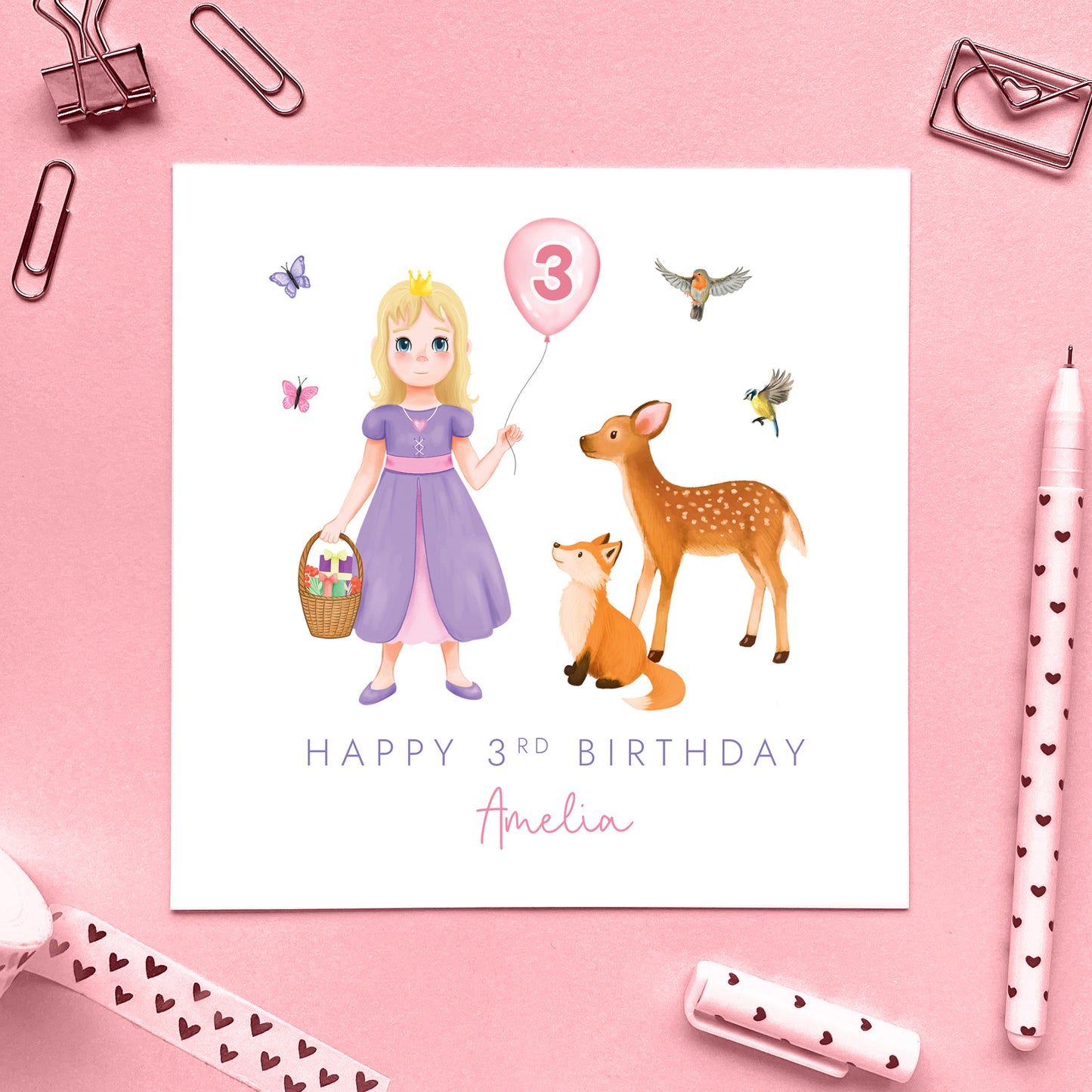 Personalised Princess 3rd Birthday Card