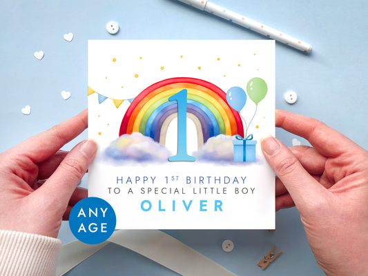 Personalised Rainbow Birthday Card for Boy