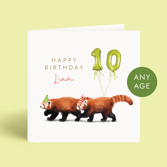 Personalised Red Pandas Birthday Card for Him