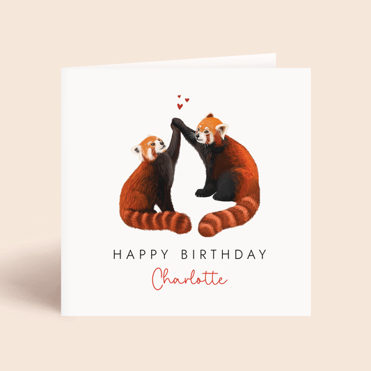 Personalised Red Pandas Birthday Card for Partner