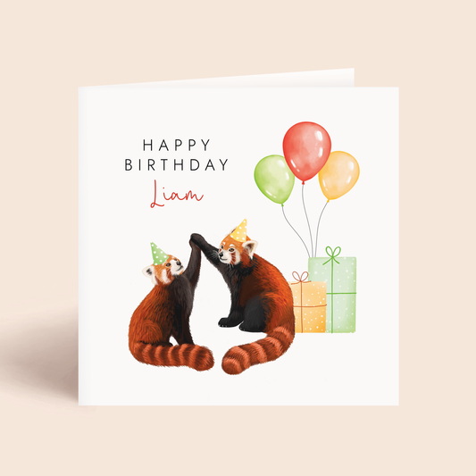 Personalised Red Pandas Birthday Card