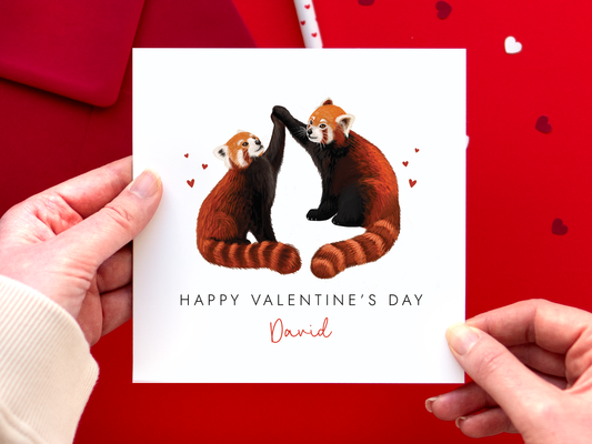 Personalised Red Pandas Valentine's Day Card