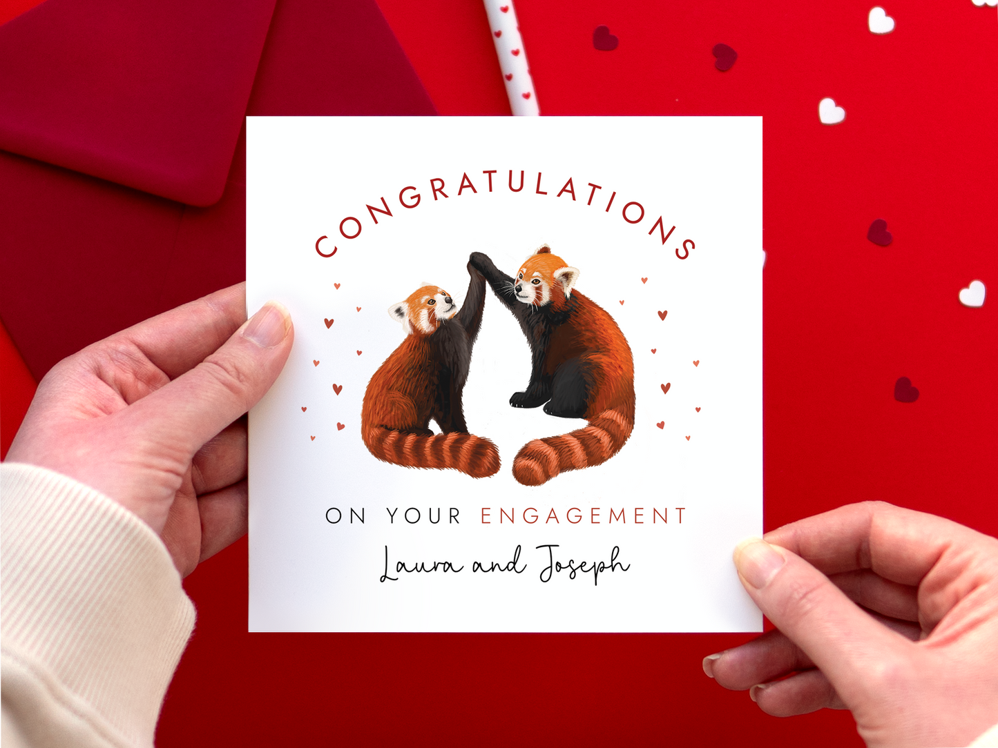Personalised Red Panda Engagement Card